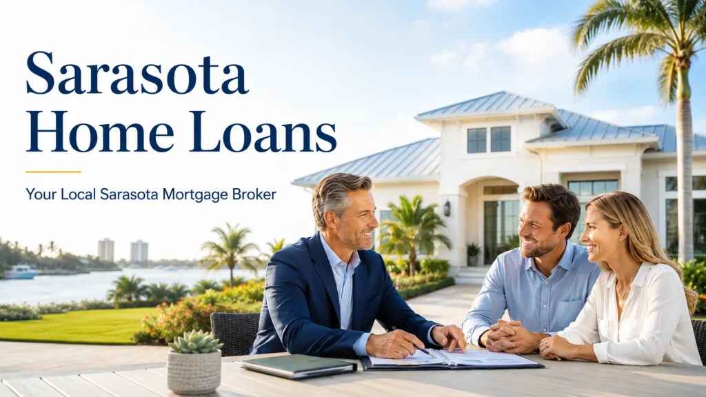 Sarasota homebuyers meeting with a local mortgage broker to get a home loan